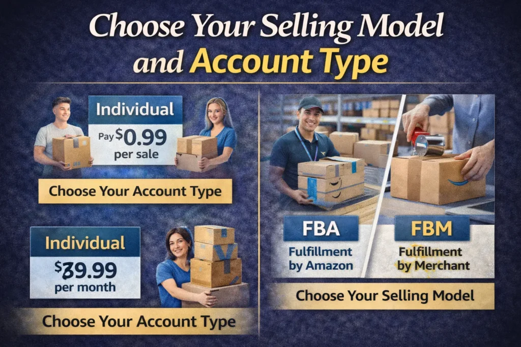 Choose account and selling model